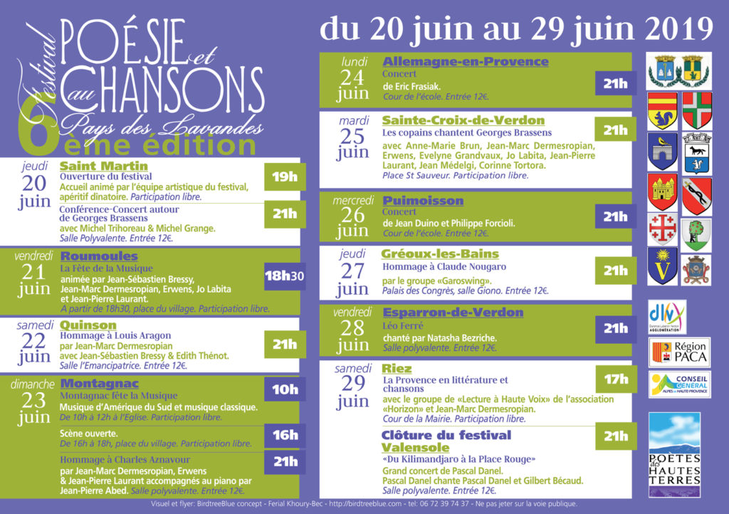 Programme Festival Poésie et Chansons au Pays des Lavandes 2019