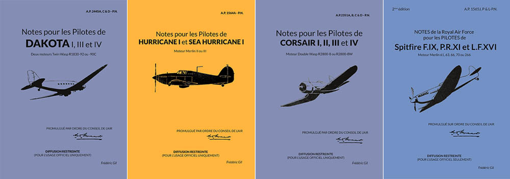 Quelques couvertures des manuels de pilotage de la Royal Air Force. 