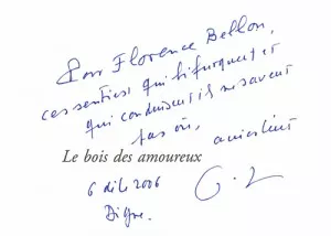 Dédicace de Gilles Lapouge pour Le bois des amoureux 