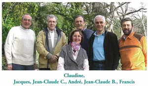 Les 6 rédacteurs de la revue verdon<i>s</i> : Jean-Claude Barbier, Jean-Claude Caire, Claudine Ferrari, Christiane Beloeil, André Inaudi, Jacques Lecugy, Francis Martel.