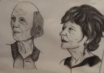 Portraits d'Anne et San Czapka réalisés au crayon par Paloma Faugère