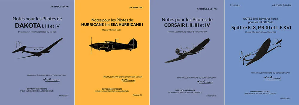 Quelques couvertures des manuels de pilotage de la Royal Air Force. 