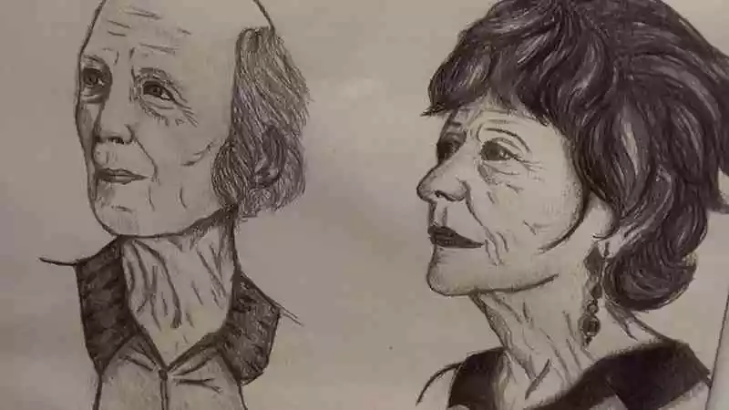 Portraits d'Anne et San Czapka réalisés au crayon par Paloma Faugère