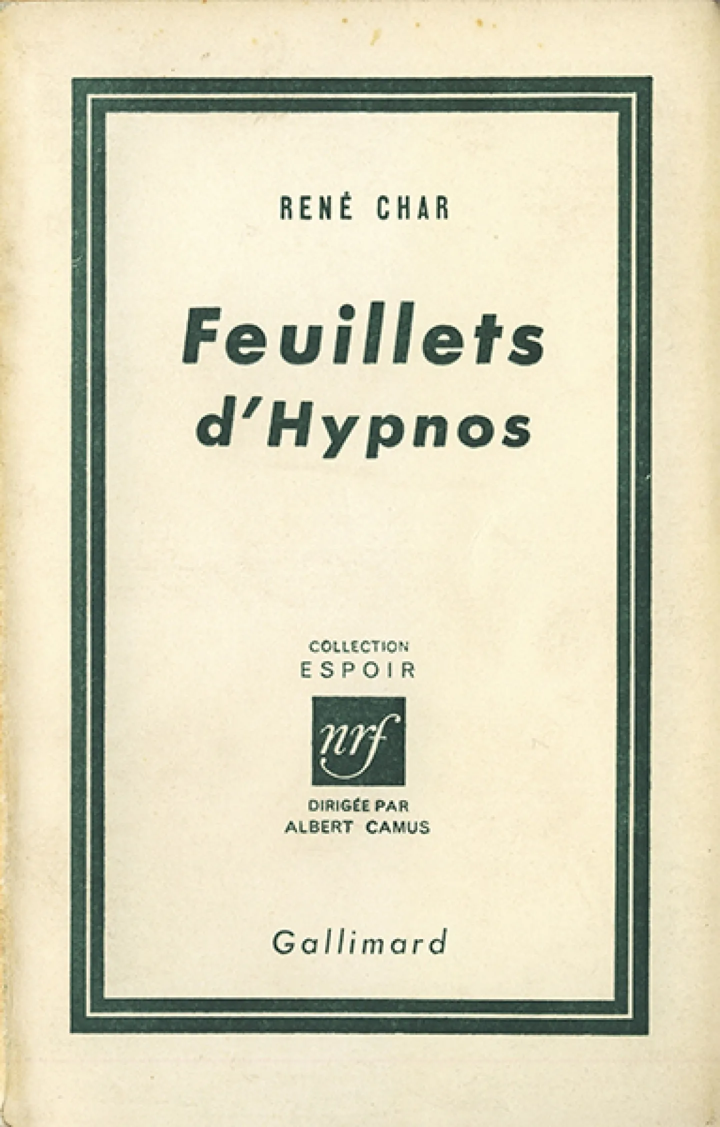 Feuillets d'Hypnos de René Char